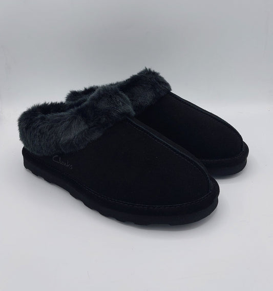 Clarks sabot pelliccia  camoscio nero