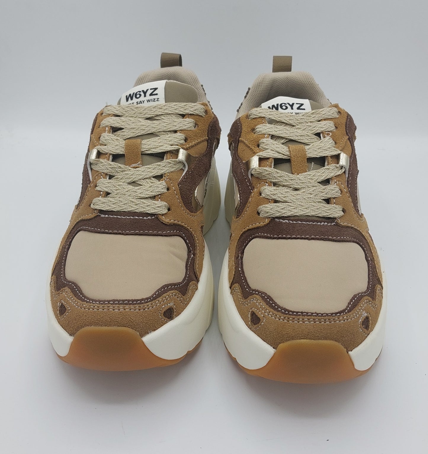 Wizz sneakers runner donna suola alta beige