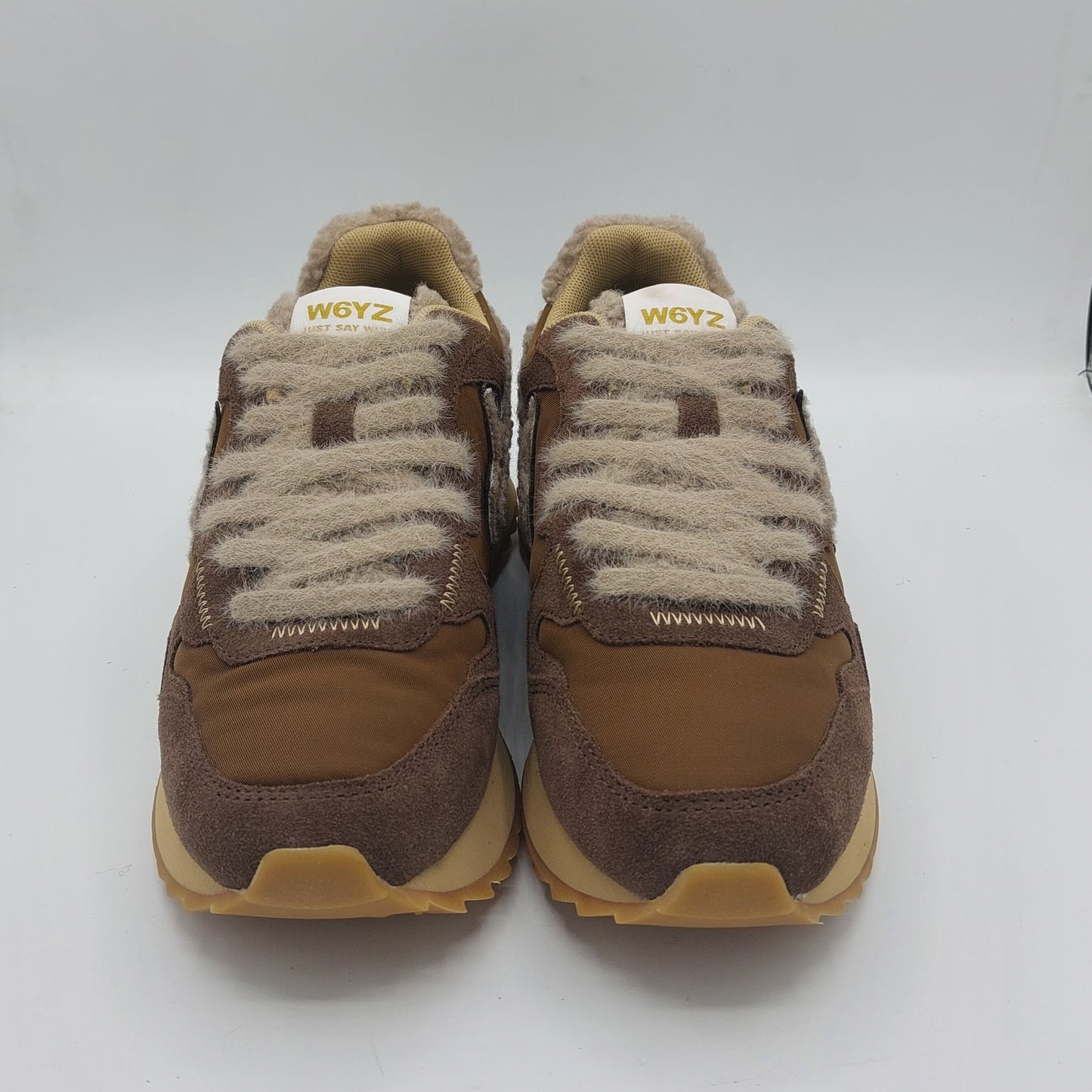 Wizz sneakers donna marrone lacci lana