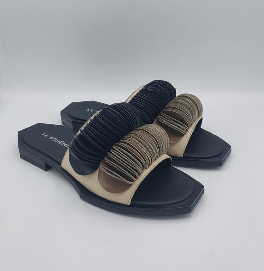 Le bohemien ciabatta rouche in pelle tre colori