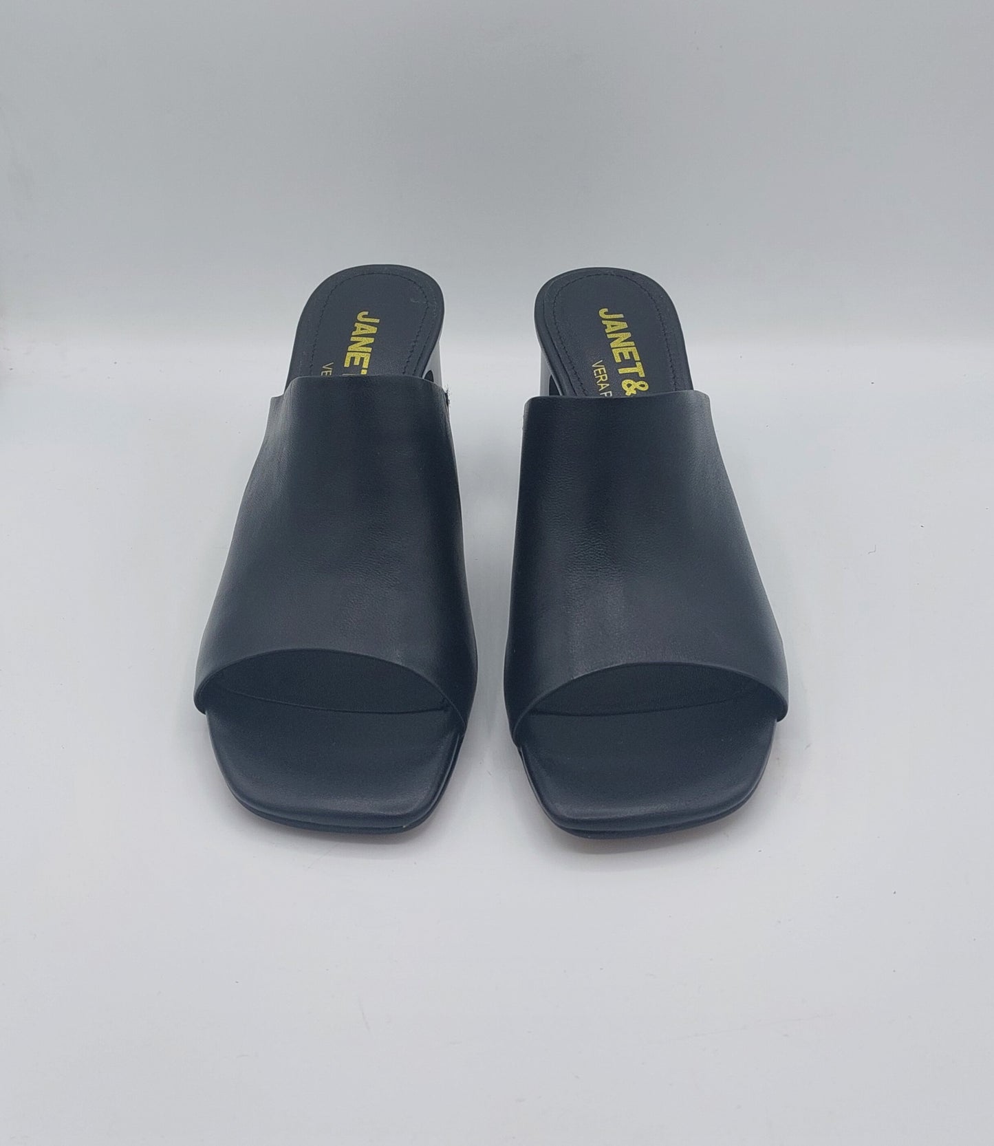 Janet e Janet ciabatta con tacco in pelle nera