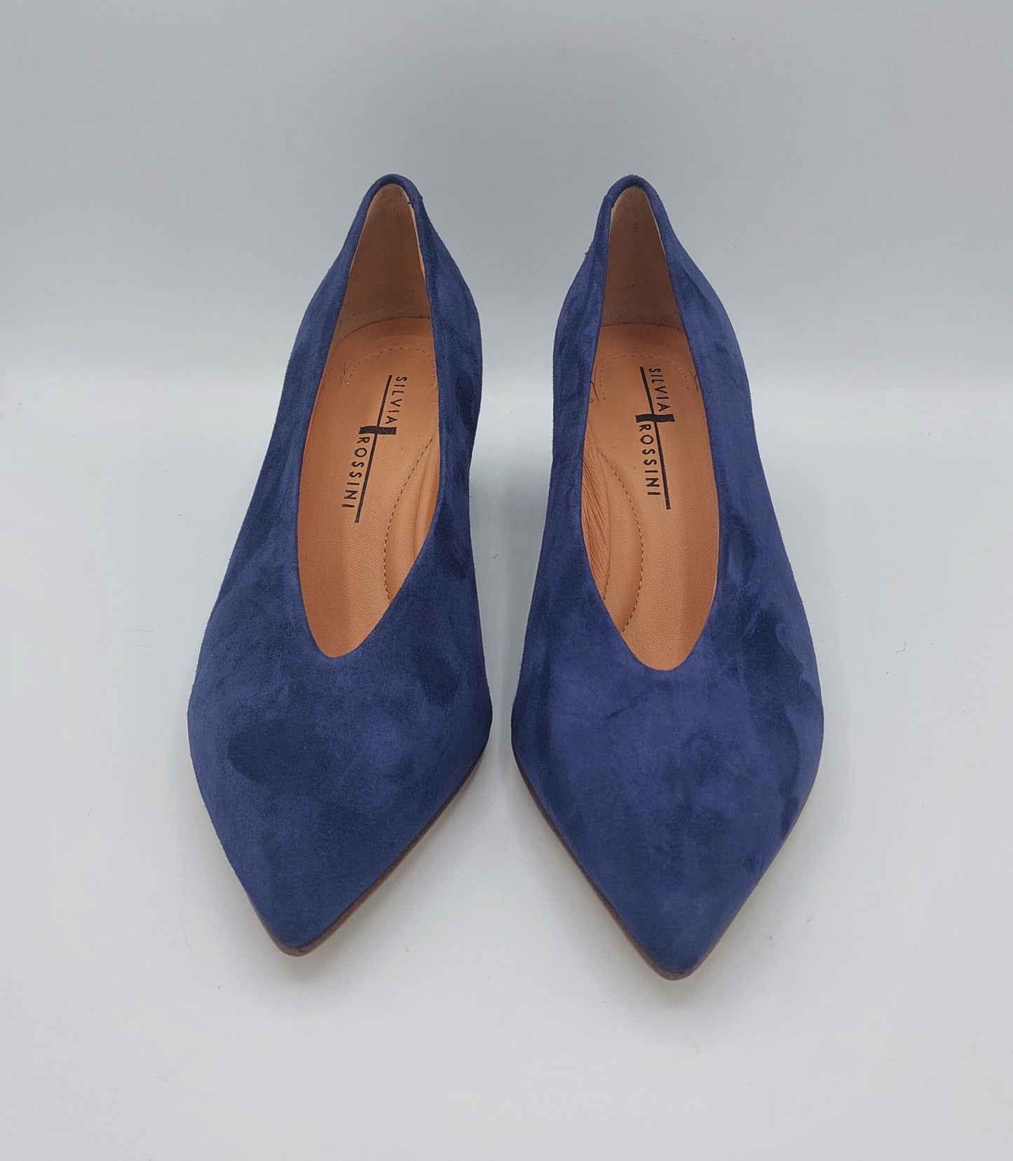 Silvia rossini décolleté in camoscio blu