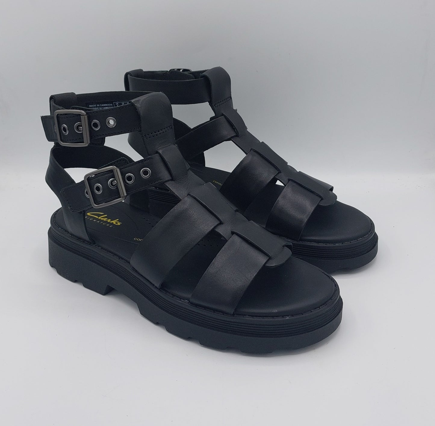 Clarks sandalo alla schiava in pelle nera
