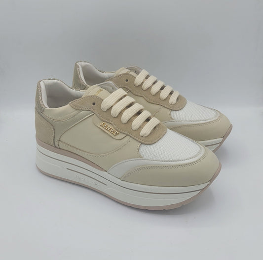 Janet e Janet sneakers donna in tessuto crema