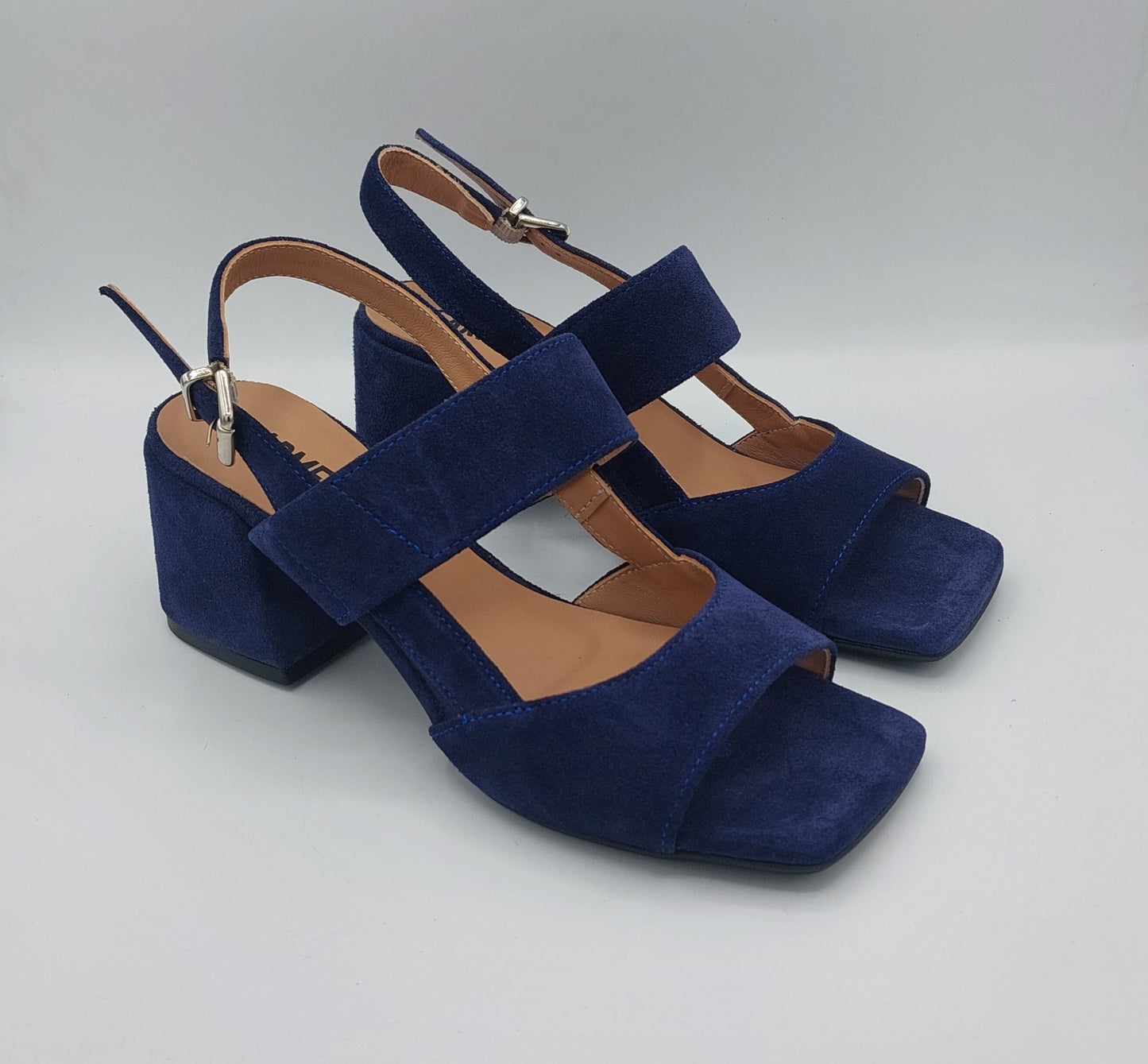 Carmens sandalo camoscio blu tacco