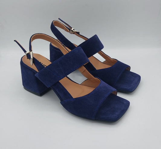 Carmes sandalo camoscio blu tacco