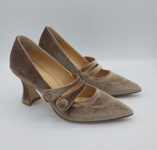 D.O.R scarpa in velluto tappe dorato