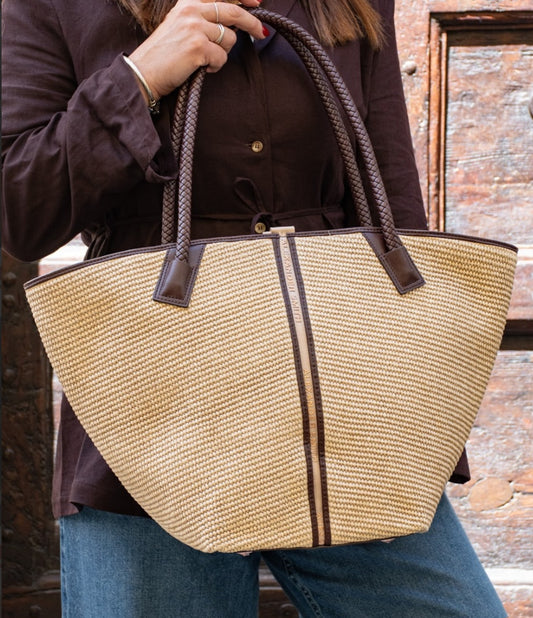 Alexander smith borsa raffia rifinitura T.moro