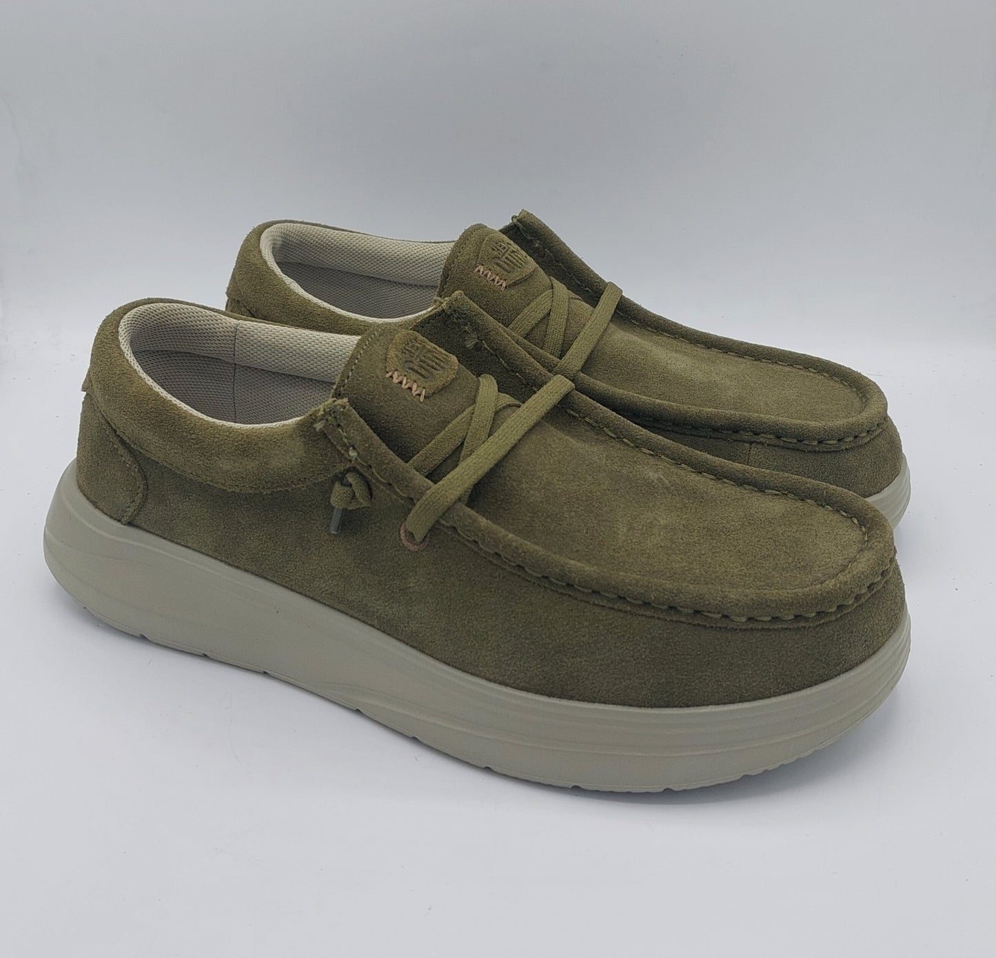 Dude scarpa uomo camoscio verde