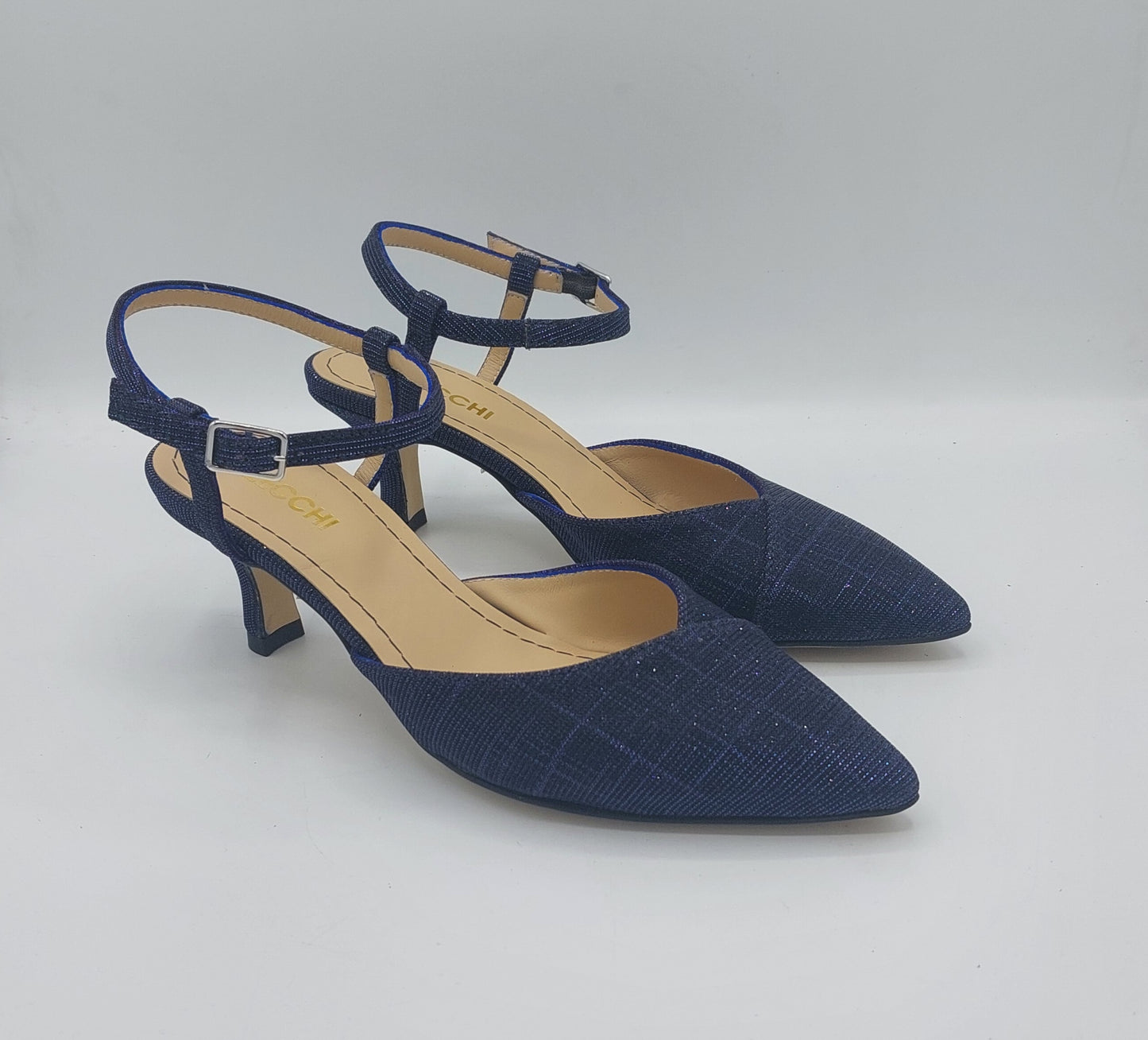 D.O.R scarpa in tessuto glitterato blu