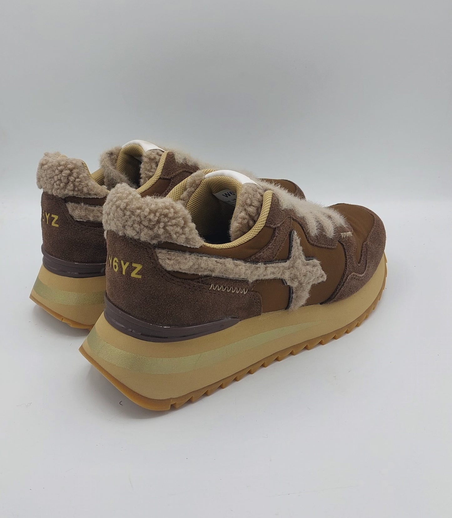 Wizz sneakers donna marrone lacci lana