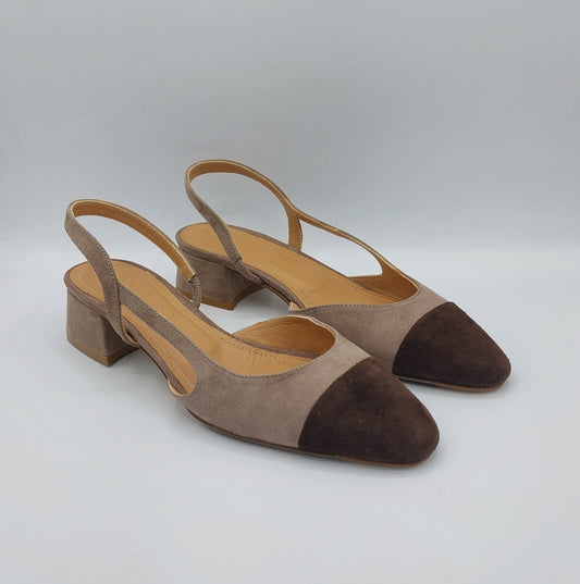 Anima chanel camoscio bicolore beige marrone