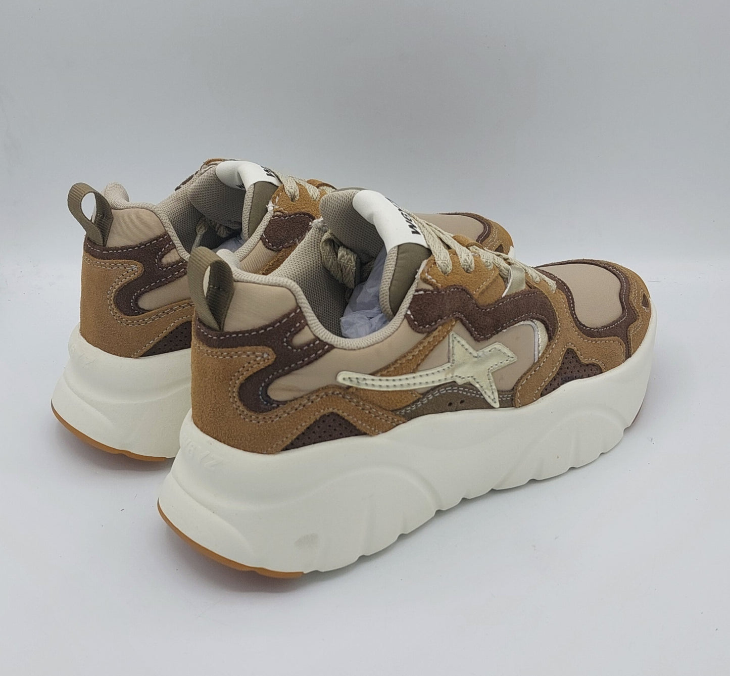 Wizz sneakers runner donna suola alta beige