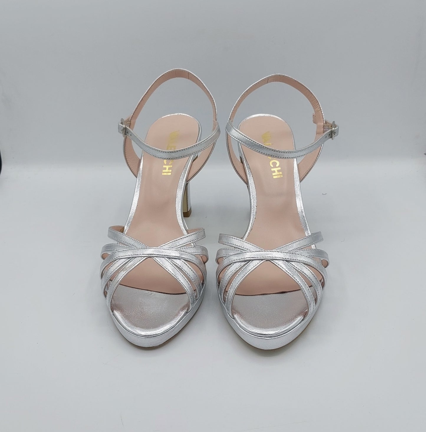 T.Q sandalo tacco in pelle argento
