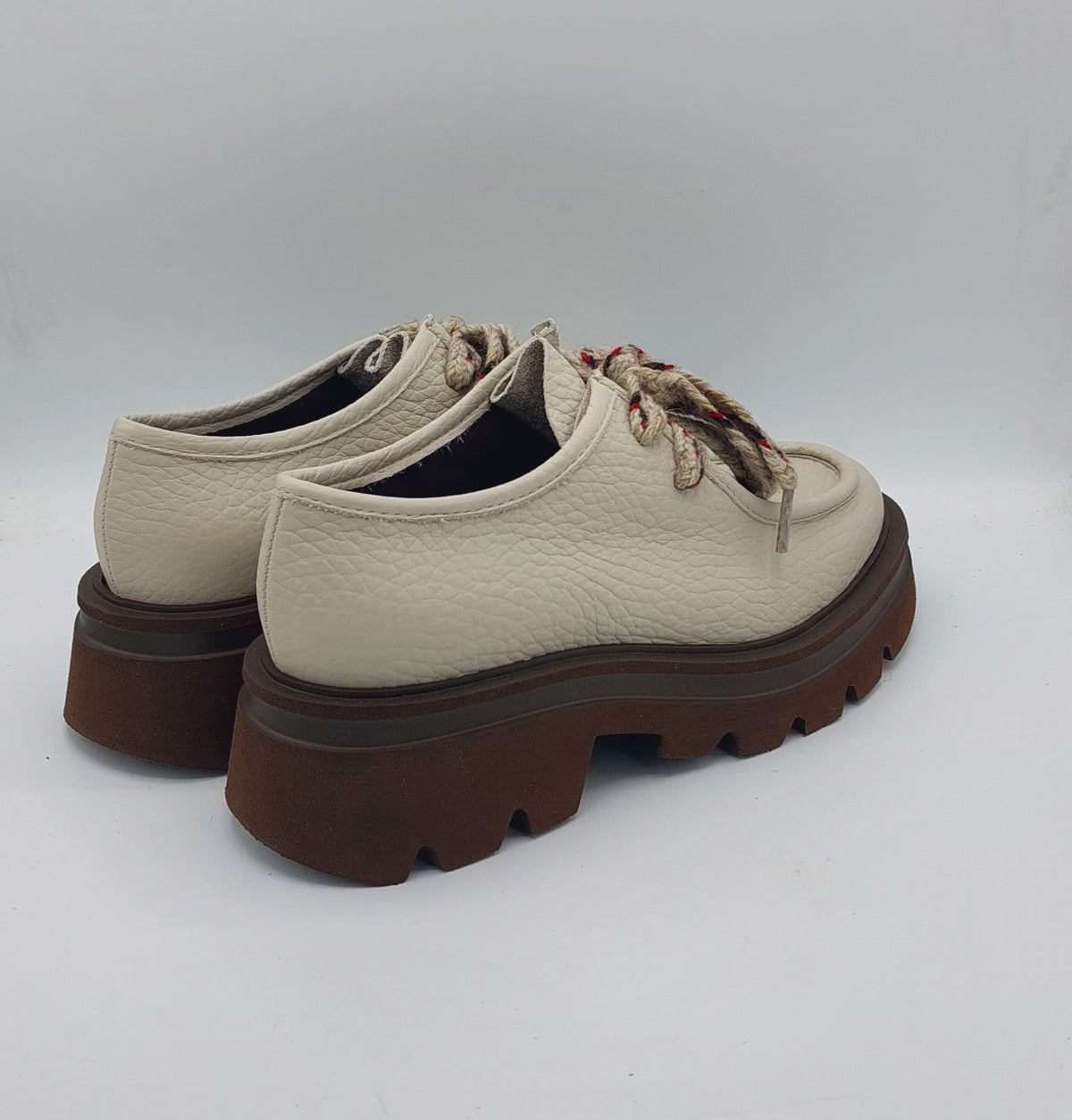 Lorenzomari paraboot pelle color avorio laccio lana