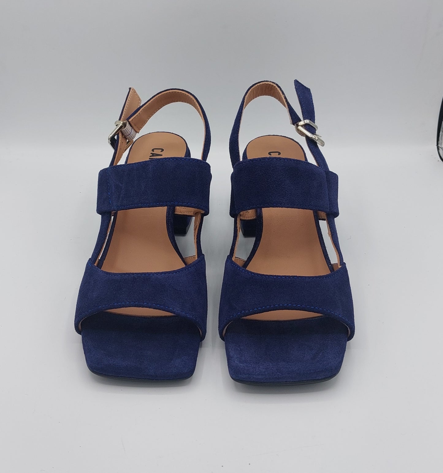 Carmens sandalo camoscio blu tacco