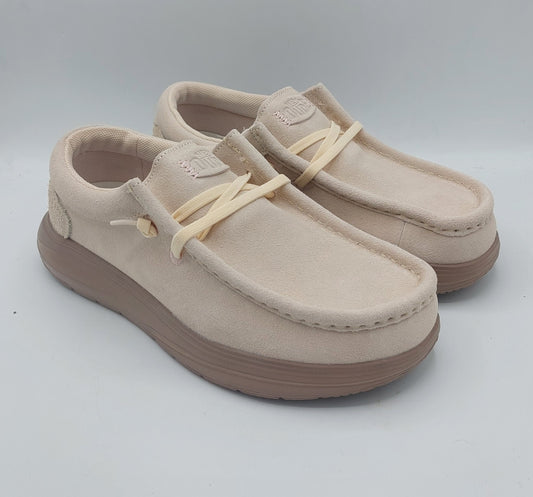 Dude donna scarpa camoscio panna