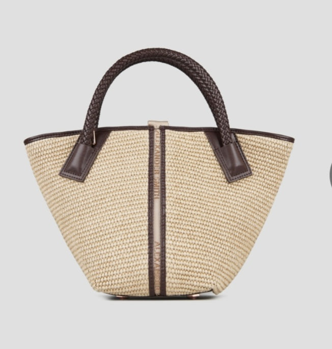 Alexander smith borsa raffia naturale rifiniture T.moro misura media