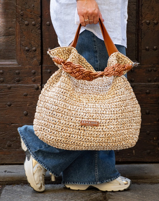 Ermanno scervino borsa raffia doppio filo