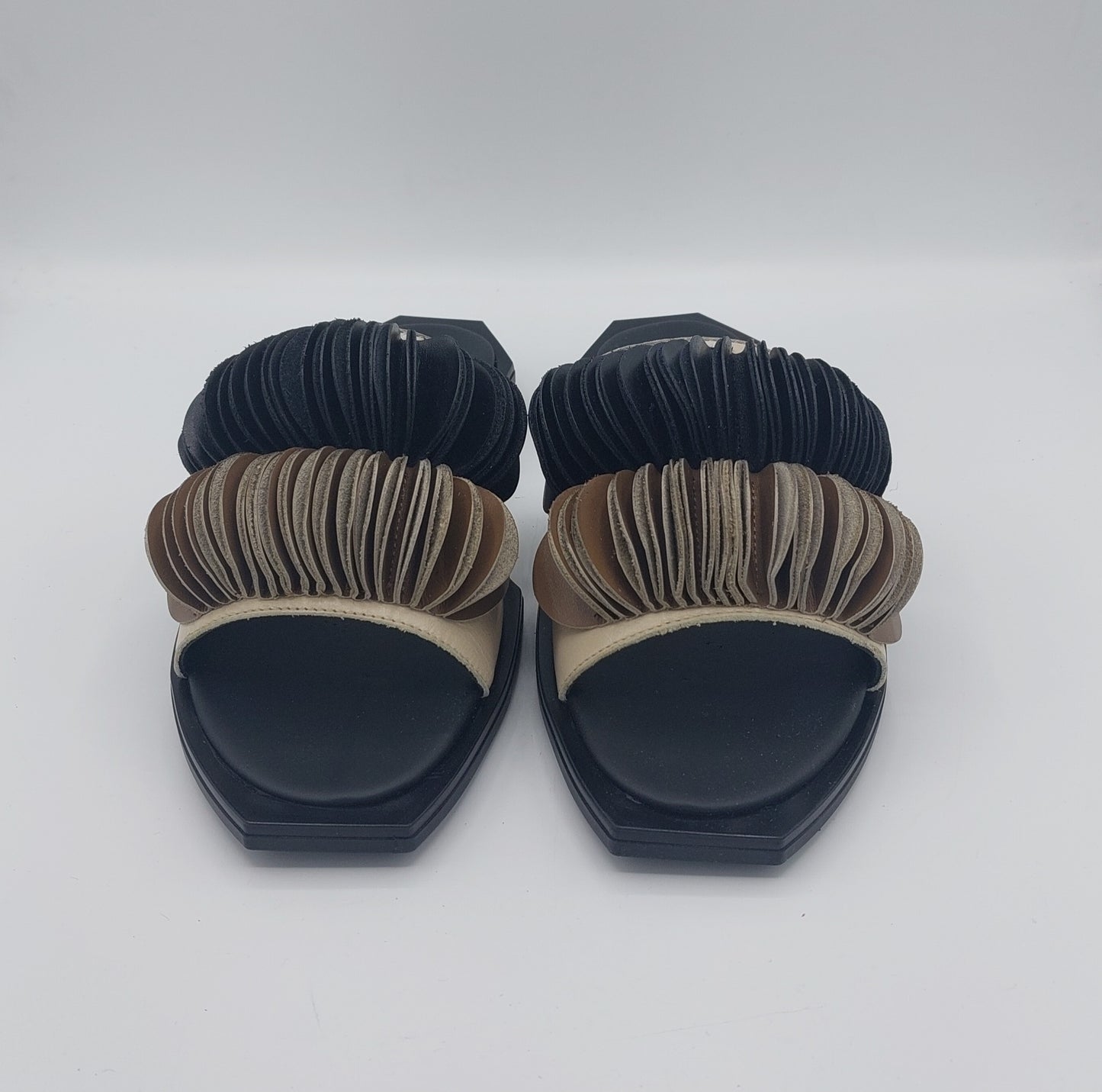 Le bohemien ciabatta rouche in pelle tre colori