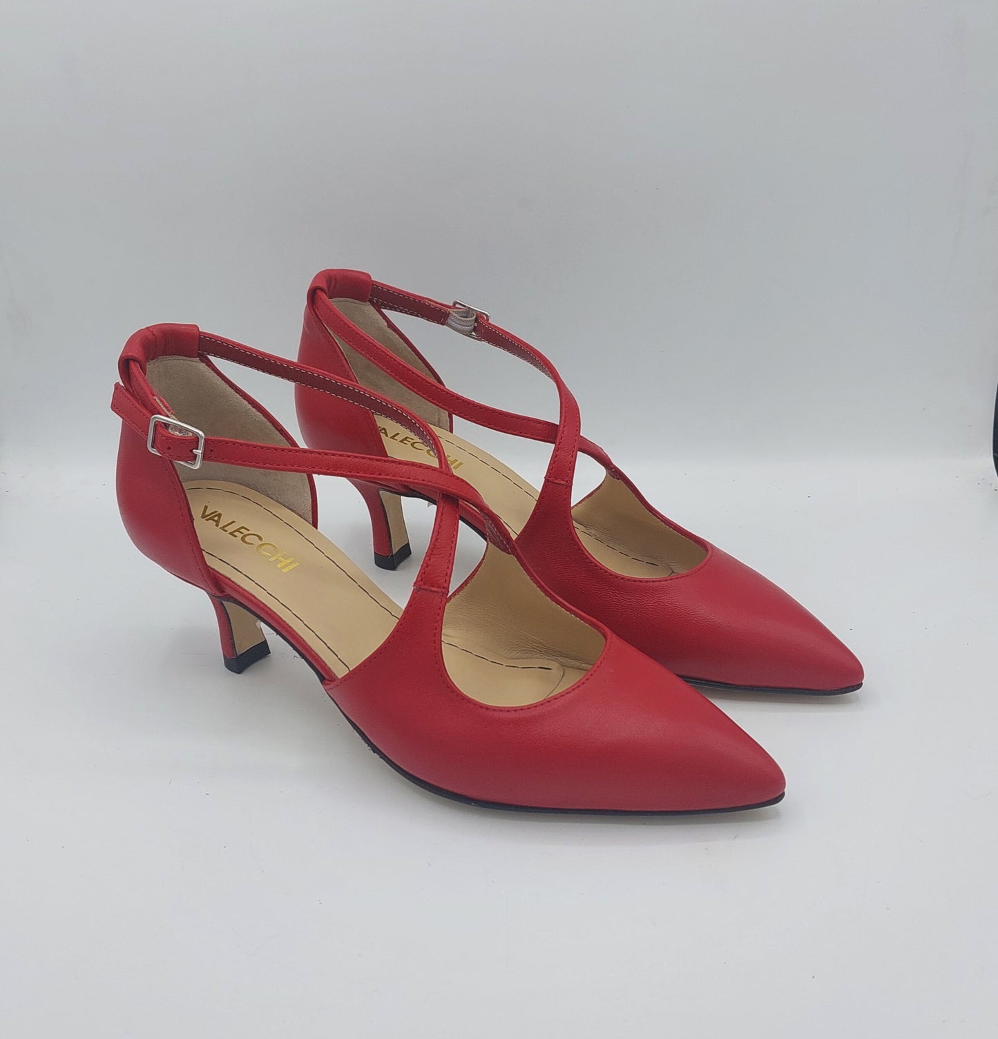 D.O.R scarpa in pelle rossa con incrocio