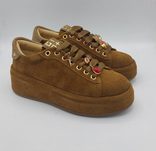 Gio+ sneakers donna in camoscio tabacco