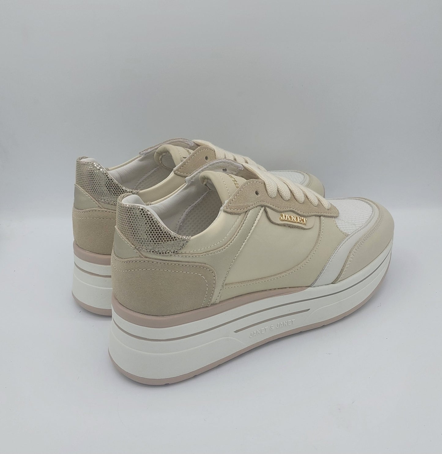 Janet e Janet sneakers donna in tessuto crema