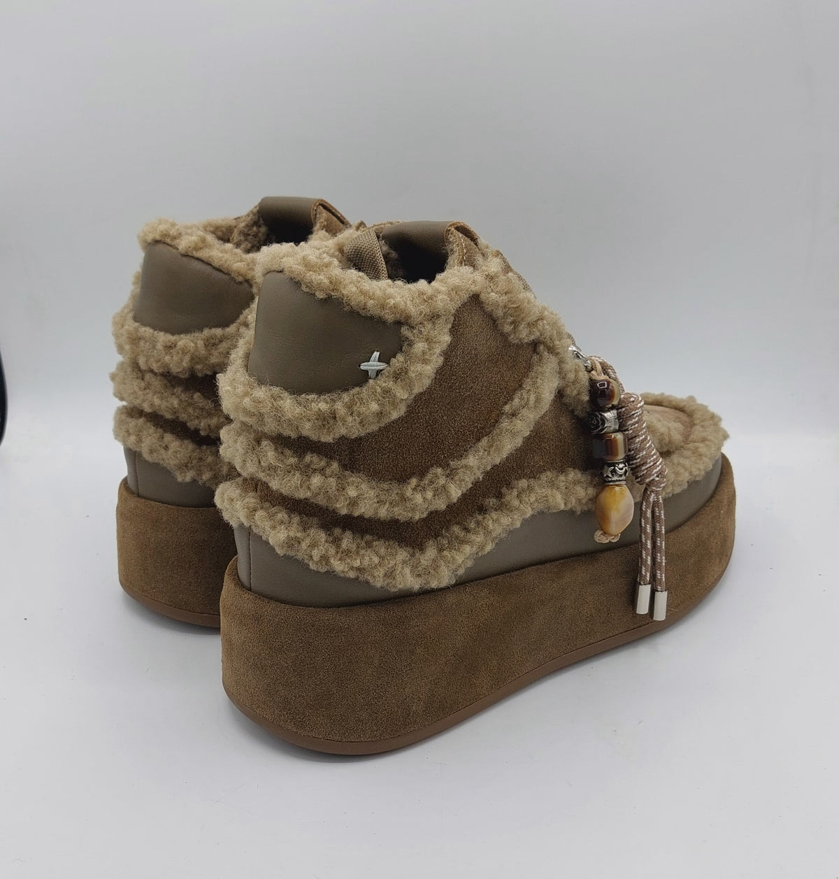 Gio+ scarponcini pelliccia color taupe