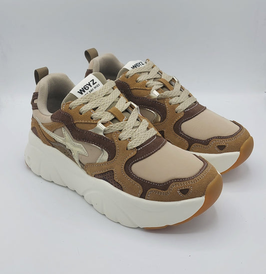 Wizz sneakers runner donna suola alta beige