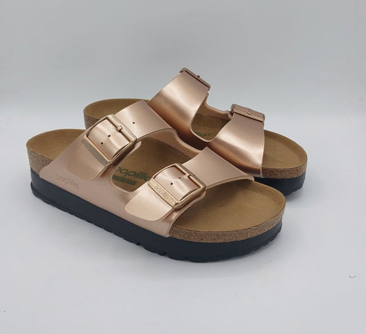 Birkenstock ciabatta Arizona pop platform metallic cooper