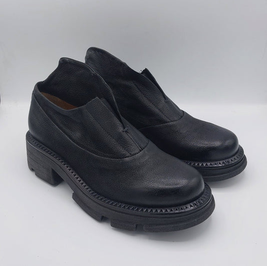 A.s 98 scarpa in pelle nera senza lacci