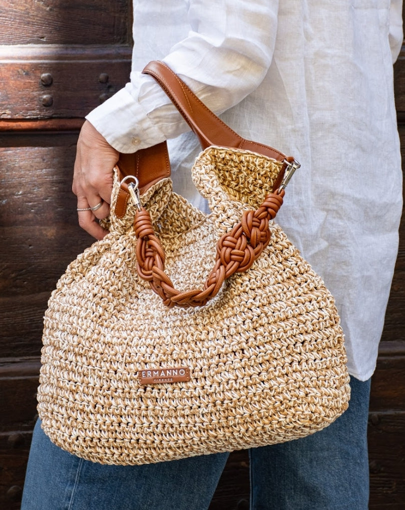 Ermanno scervino borsa raffia doppio filo