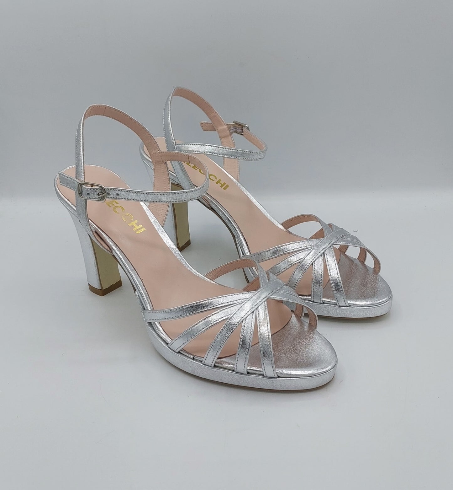 T.Q sandalo tacco in pelle argento