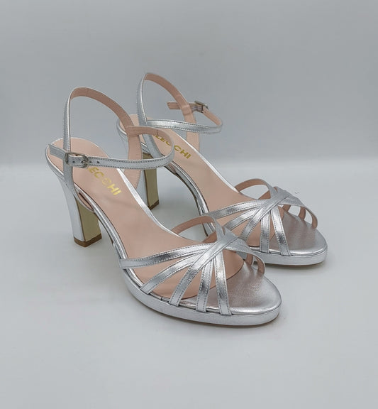 T.Q sandalo tacco in pelle argento