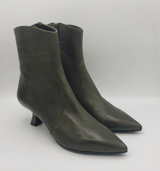 Silvia rossini stivaletto in pelle verde militare