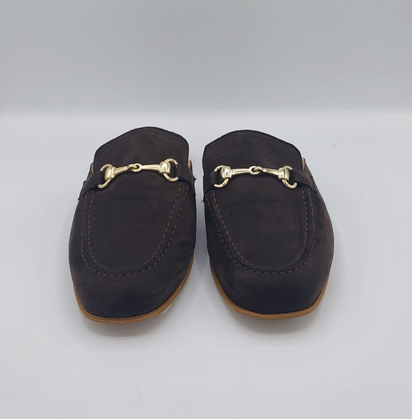 Sabot camoscio T.moro con staffa oro