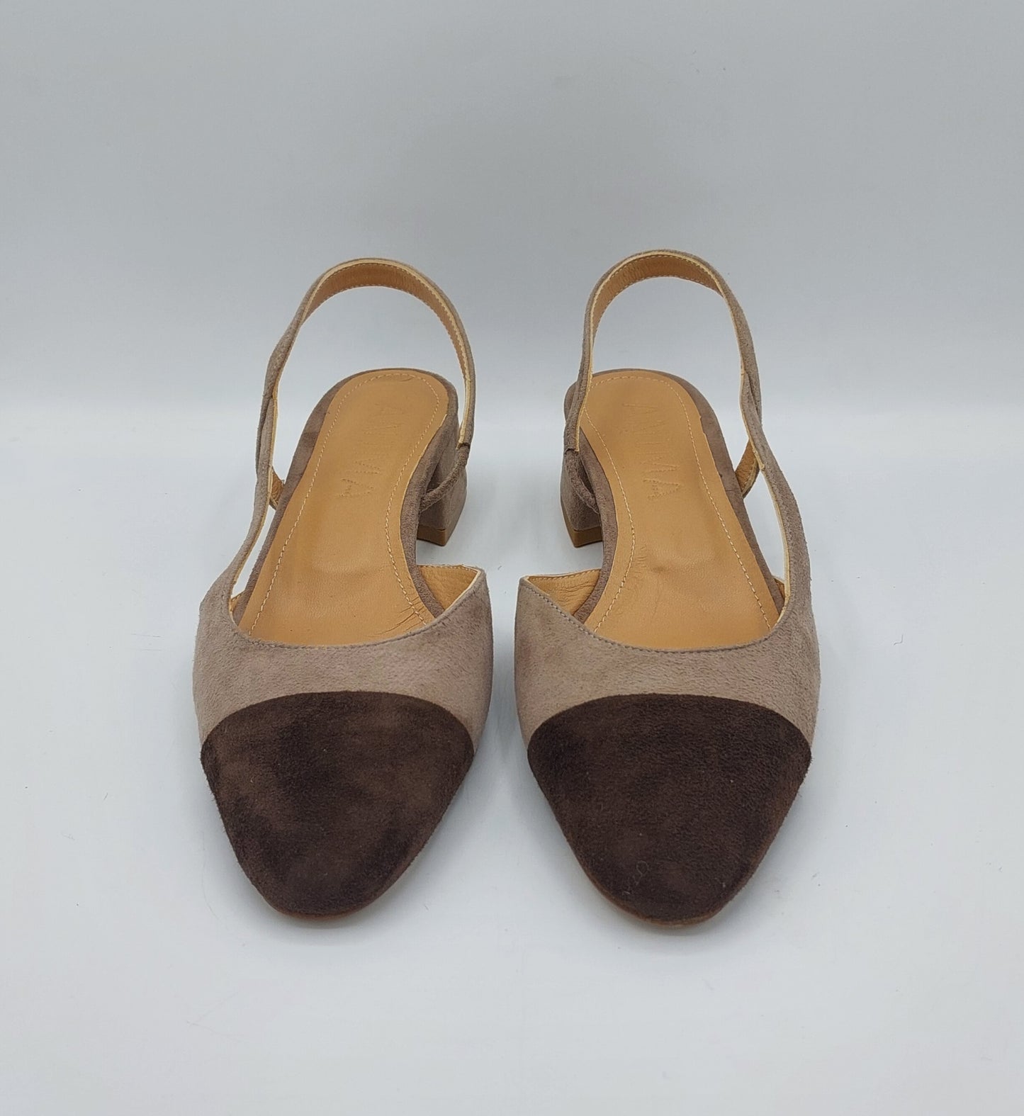 Anima chanel camoscio bicolore beige marrone