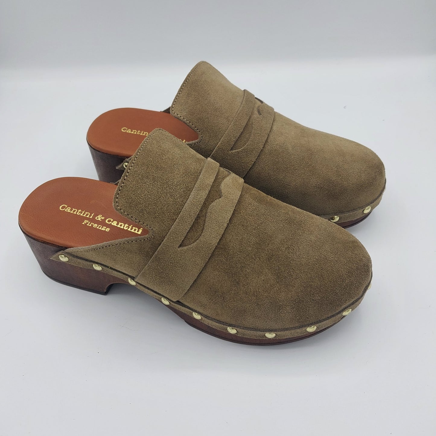 Cantini &amp; Cantini clog in sage green suede