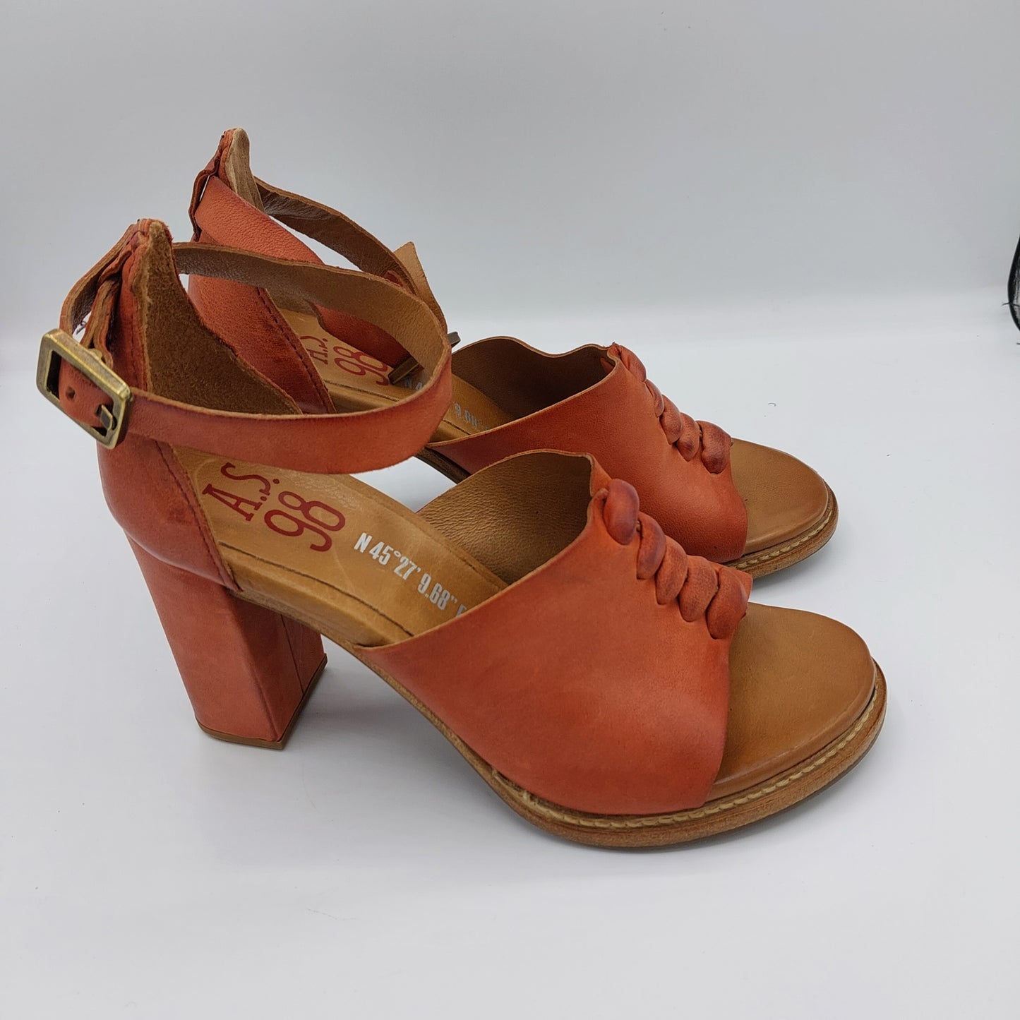 A.S 98 sandalo pelle rossa con tacco