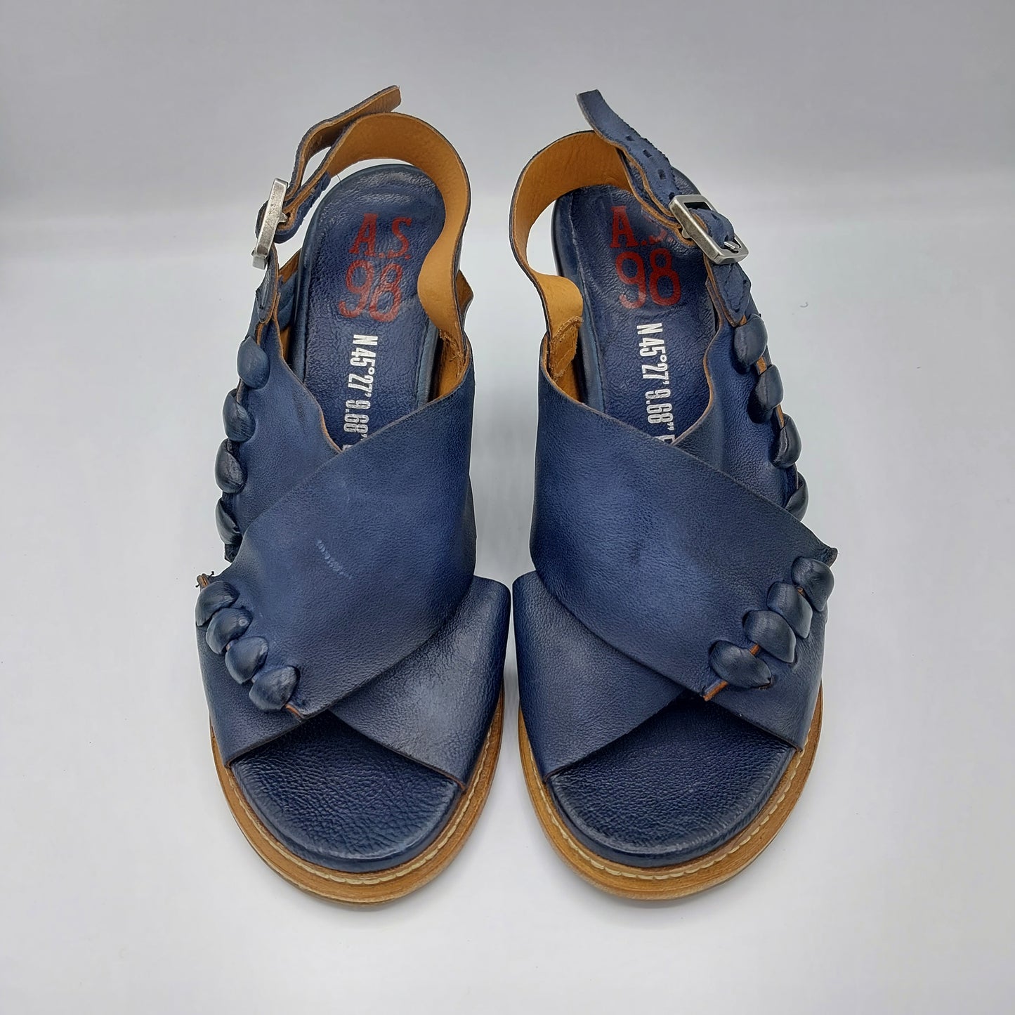 AS 98 blue leather sandal with heel