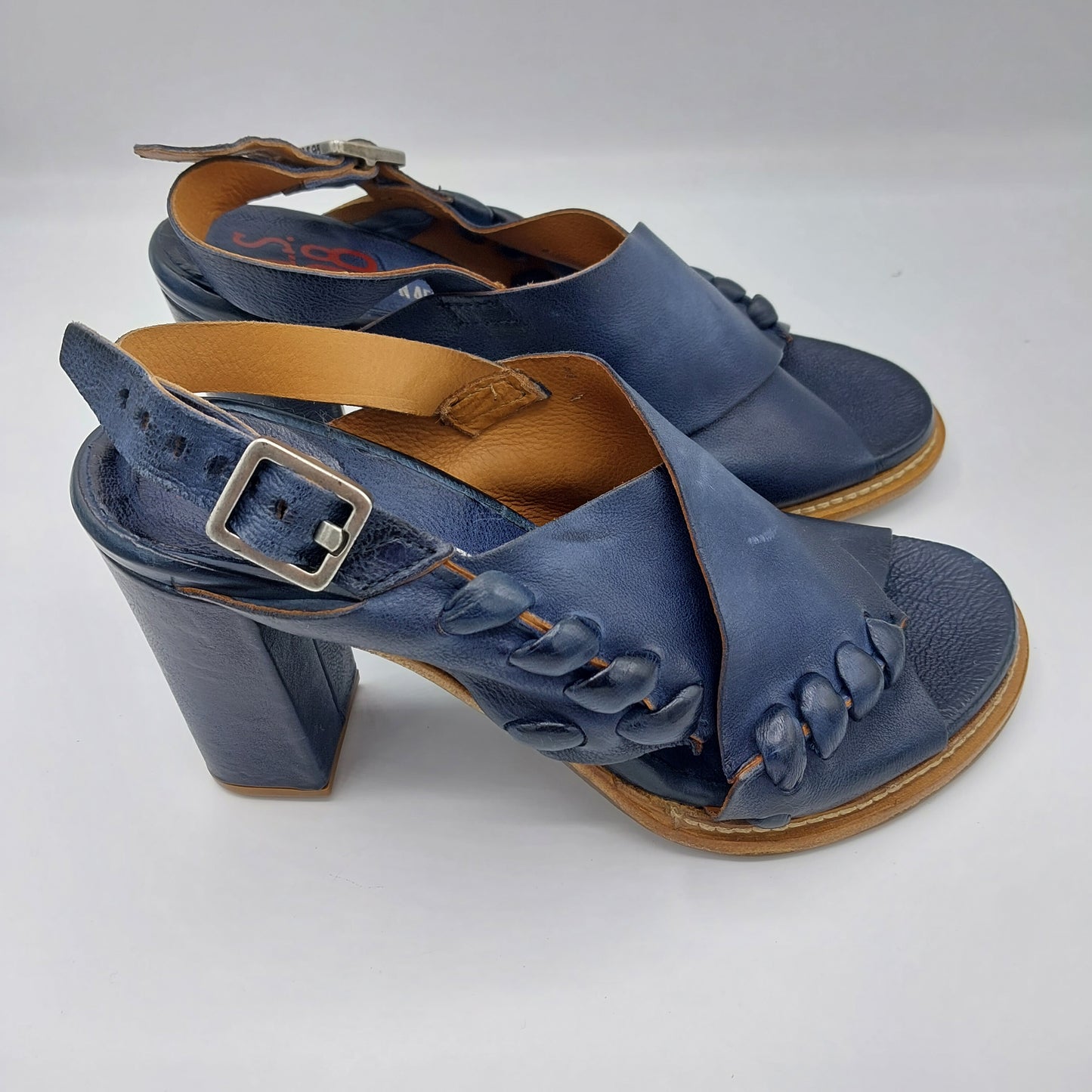 AS 98 blue leather sandal with heel